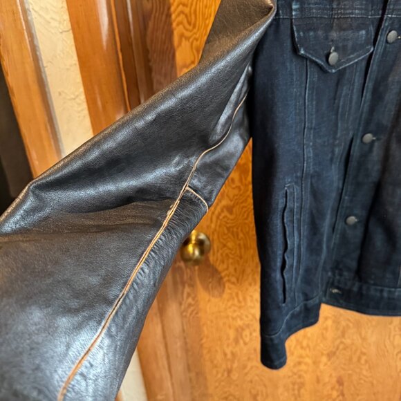 Harley Davidson Distressed Denim & Leather Jacket - Picture 2 of 6